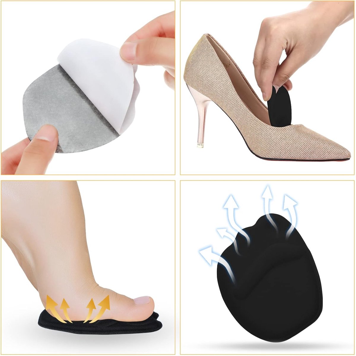 10 pairs - heel cushions - lining cushions - high heel insoles - insoles for loose shoes, metatarsals and adjustable toe fillers - insoles for oversized shoes — image 2