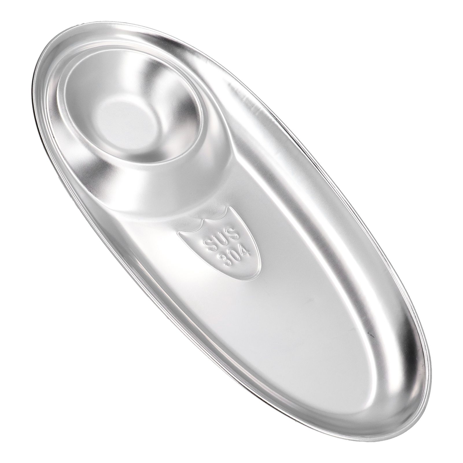 304 Stainless Steel Snack Plate Silver Oval Divided Spice Dish for Home Outdoor CampingL โ image 2