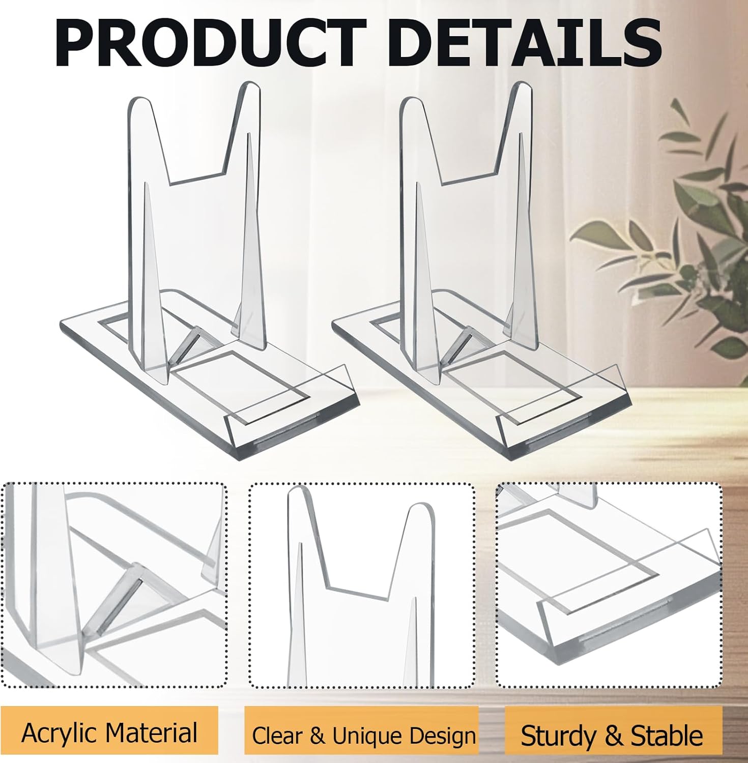 Biaungdo 6 Pcs Acrylic Book Display Stand, Adjustable Clear Display Holder Easel Collector Stand, Compact Desktop Stand for Photos, Postcard, Magazine — image 4