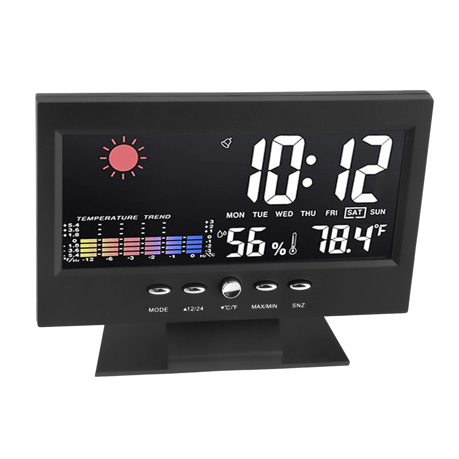 Weather Forecast Clock ABS LED Color Screen Multifunctional Temperature Humidity Alarm Clock Black โ image 3
