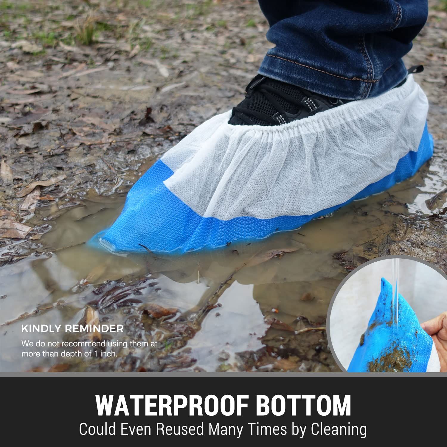 100pc Premium Disposable Non Slip Boot & Shoe Covers - Pack of - Waterproof Double Layer Bottom - Extra Thick, Durable, Recyclable โ image 5