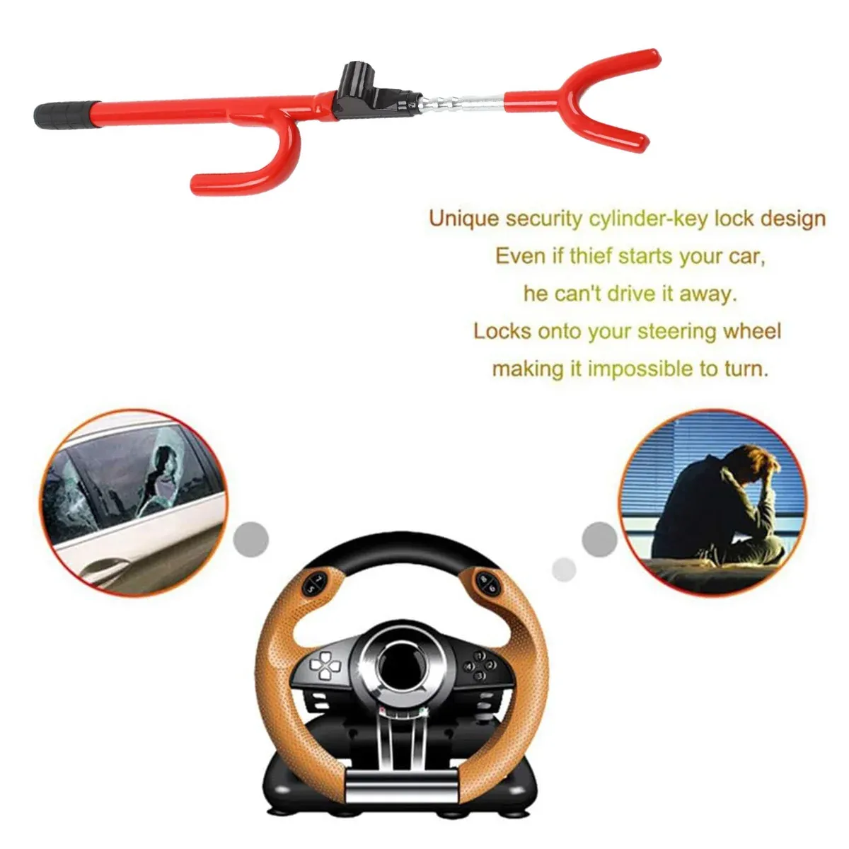 Adjustable Car Steering Wheel Lock Anti Theft Security Bar โ image 4