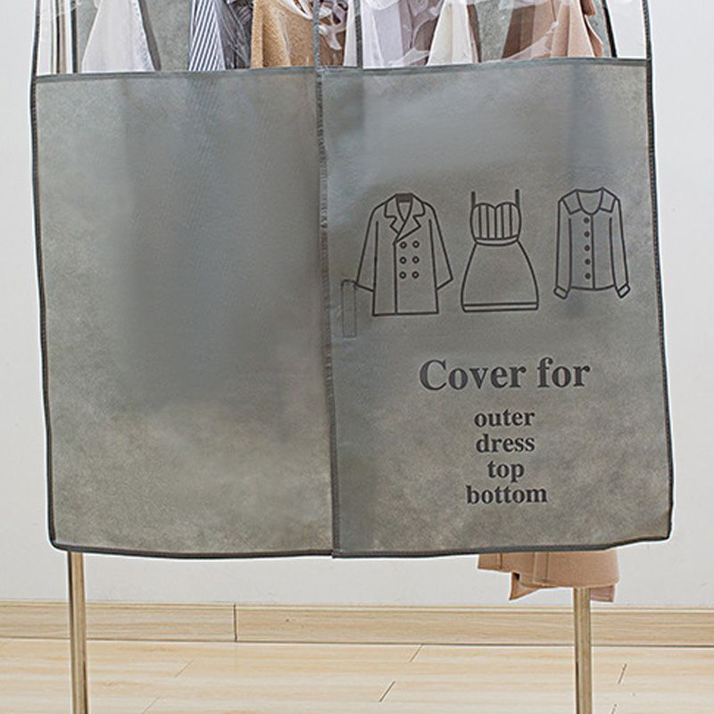 Clothes Dust Cover Nonwoven Dust Prevention Waterproof Transparent Window Design Hanging Garment Protectors Grey โ image 4