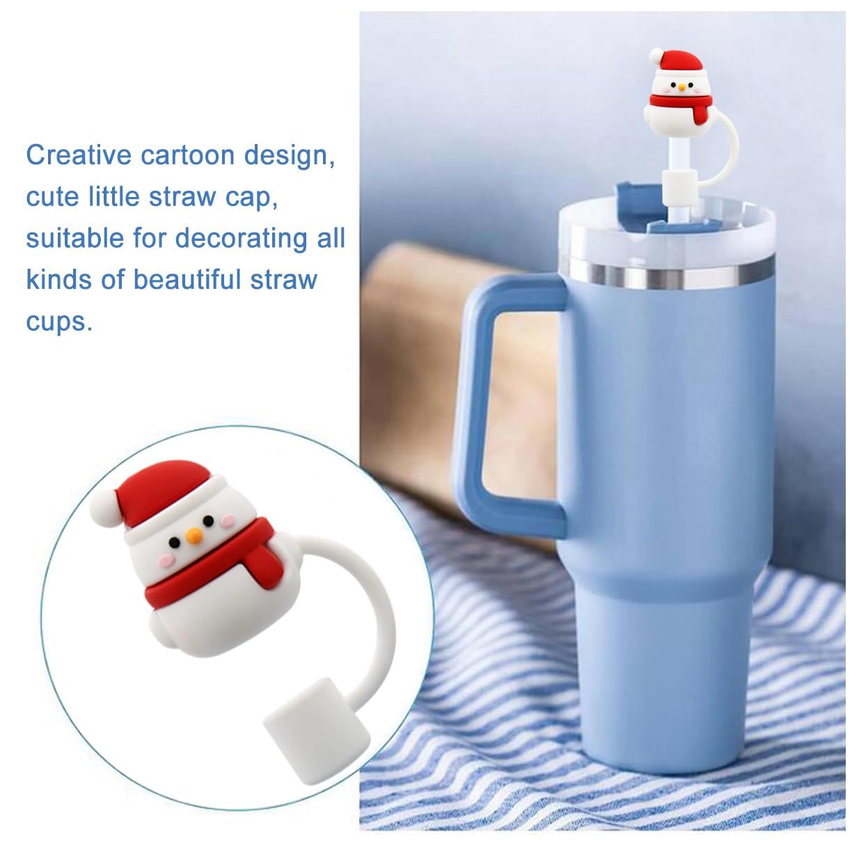 6pcs Cover Cap, Straw Topper Compatible for 30&40 Oz Tumbler with Handle, 10mm Dust-Proof Reusable Straw Tips Lids โ image 4