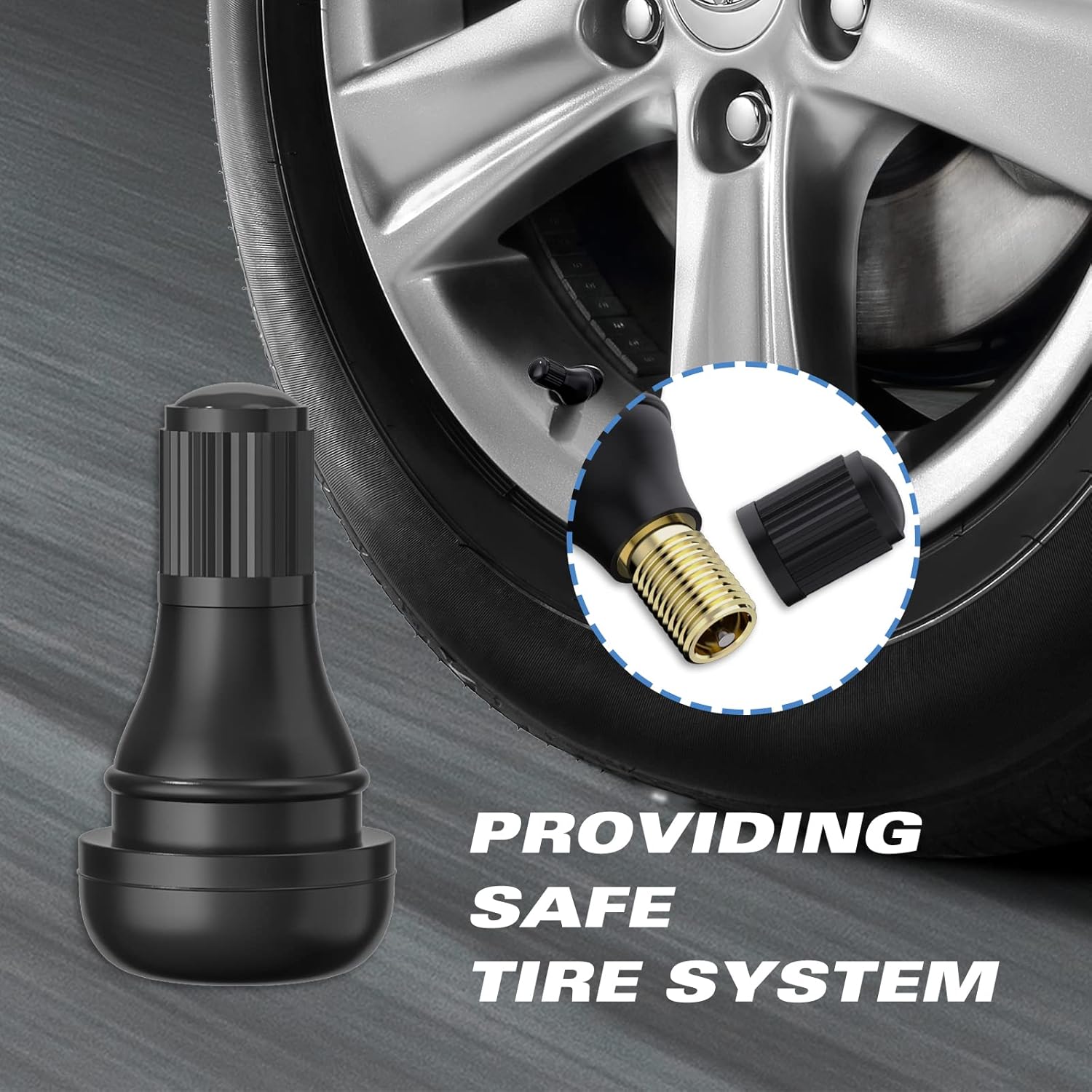 TR412 Rubber Snap-in Short Black Tire Valve Stem for Tubeless 0.453 Inch 11.5mm Rim Holes on Standard Vehicle Tires (5pcs/Bag) โ image 5