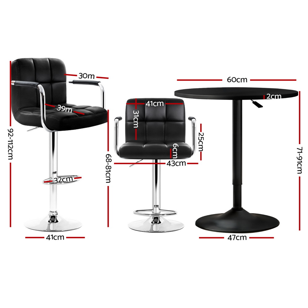 Artiss Bar Table and Stools Set Dining Desk Kitchen Chairs Cafe Pub โ image 2