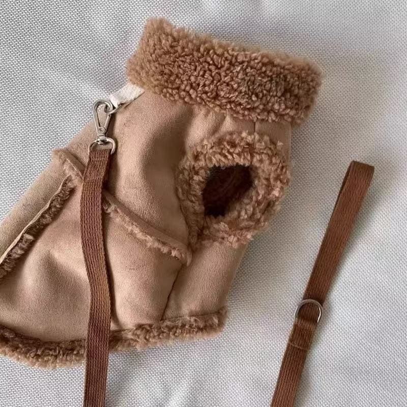 Cozy Pet Winter Vest with Leash Loop: Faux Suede & Plush Fleece Warm Coat for Small Dogs, Cats, and Puppies – Perfect for Autumn, Winter Walks, and Indoor — image 5