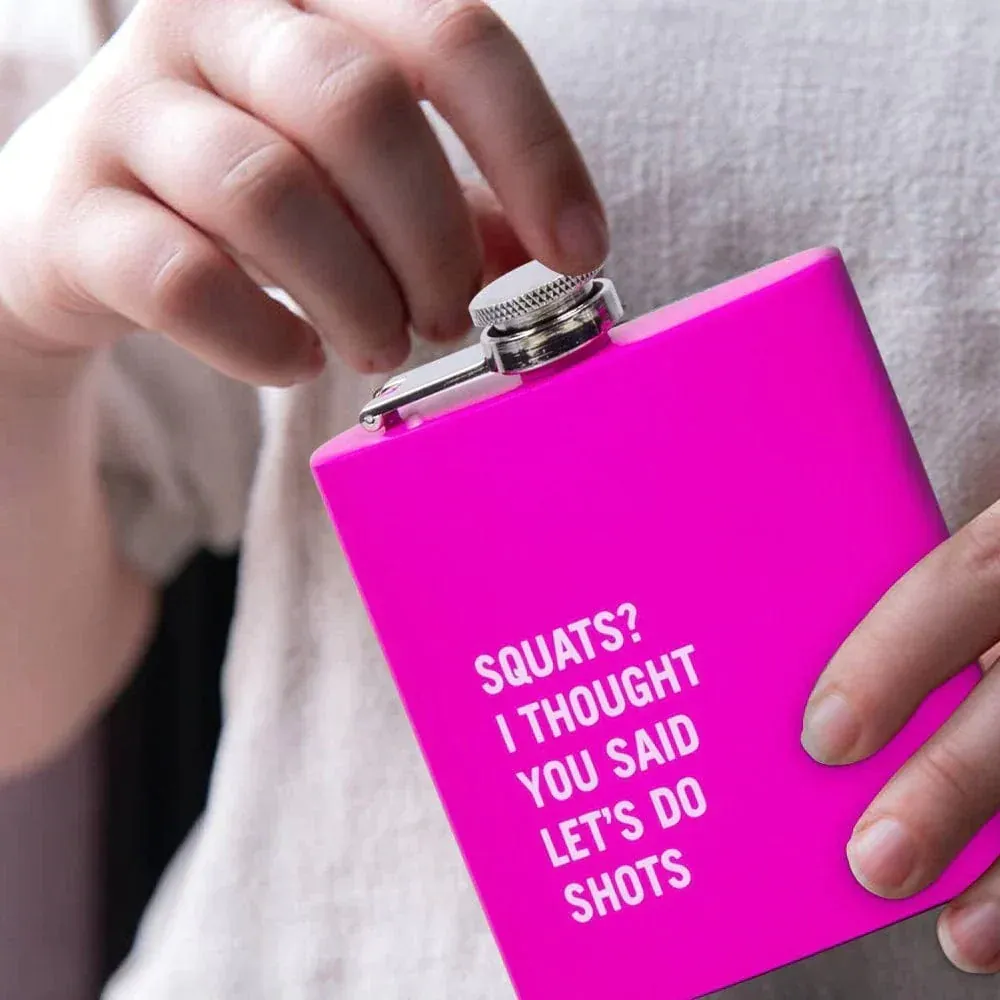 175ml Stainless Steel Hip Flask w Funny Quotes-Pink — image 3