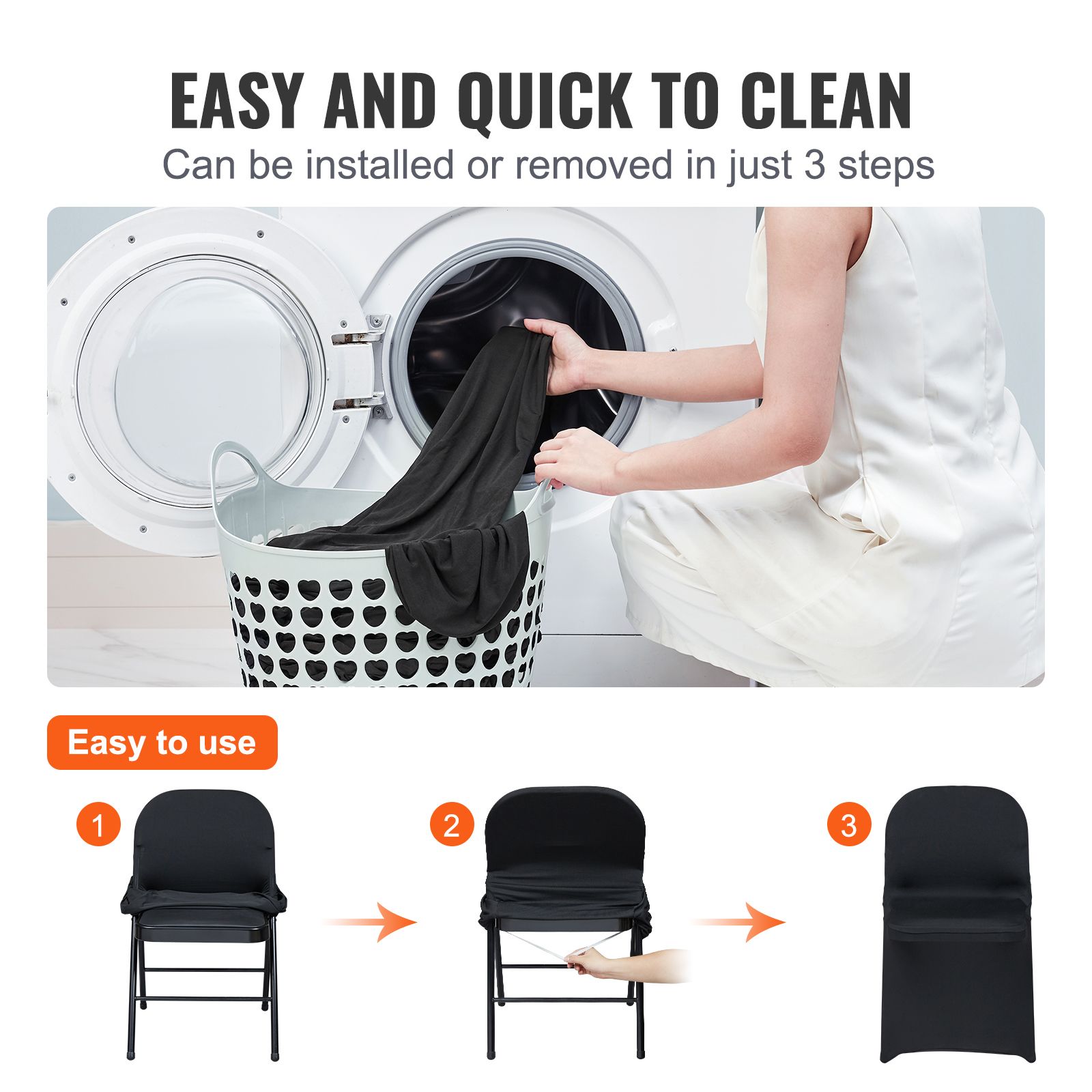 Stretch Spandex Folding Chair Covers, Universal Fitted Chair Cover, Removable Washable Protective Slipcovers, for Wedding, Holiday, Banquet, Party — image 4