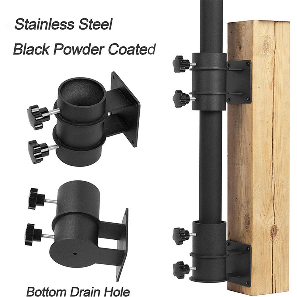Deck Umbrella Mount Stainless Steel Patio Umbrella Holder, Umbrella Clamp Mount for Deck Railing Heavy Duty Outdoor Umbrella Clamp, Black 2pcs — image 3
