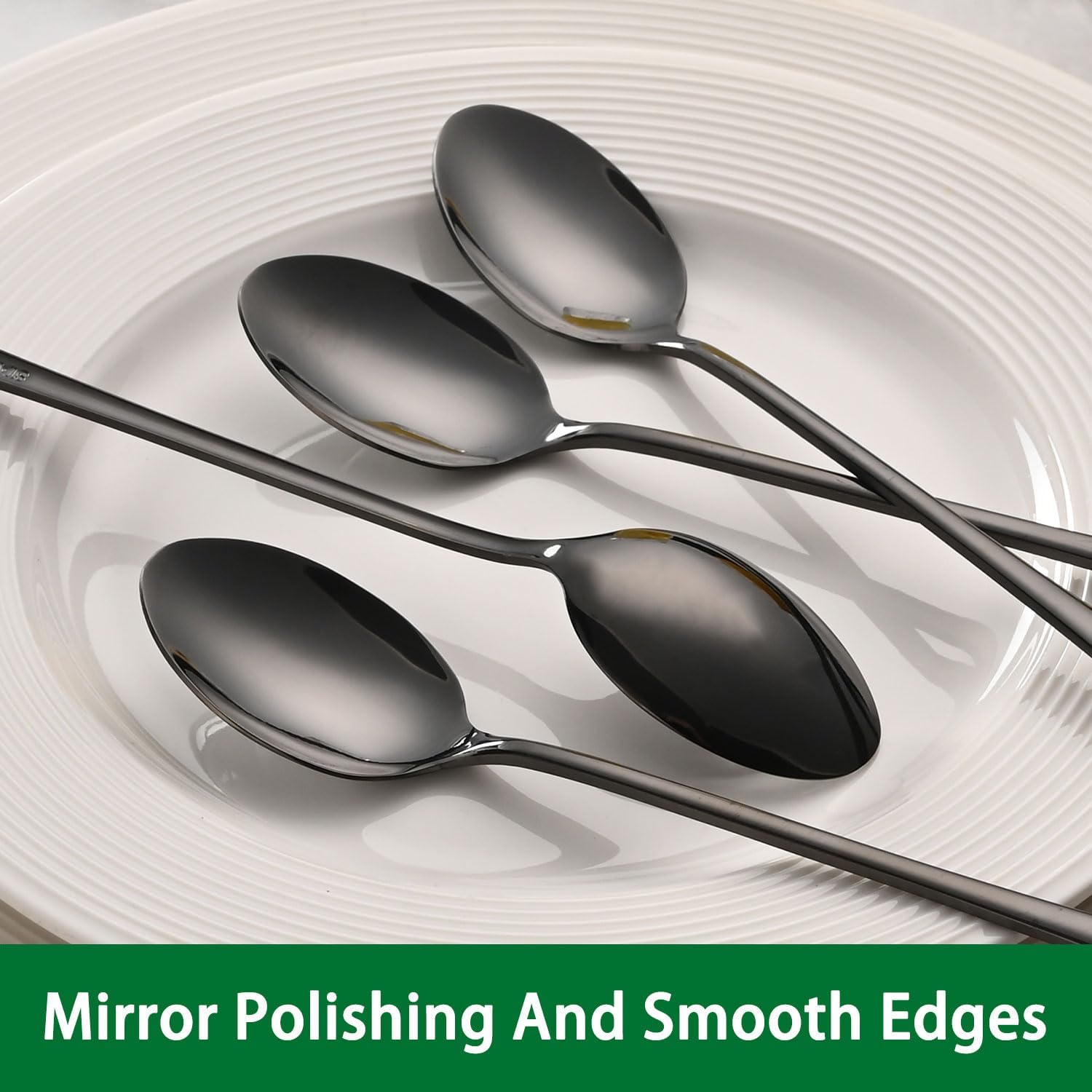 7.5 Inches Black Coffee Stirring Spoons Set,Set Of 8 Stanless Steel Iced Teaspoons,Long Handle Mixing Spoons For Cocktail And Sundae,Long Ice Cream Spoons — image 3