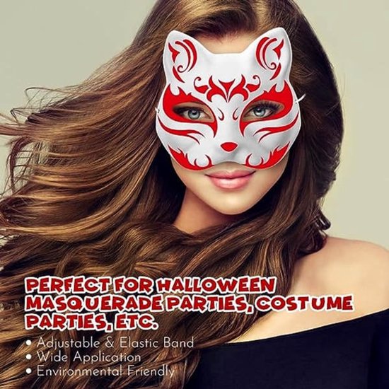 10 Paintable Cat Masks - DIY Animal Costume Masks - White Masks - Half-Used for Masquerade - Halloween - Cosplay Masks for Kids - Party Costume Supplies — image 5