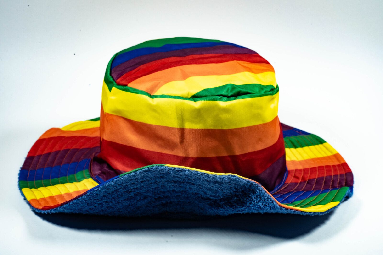 Rainbow Terry Towelling Bucket Hat Gay Lesbian Mardi Gras Party Cap LGBT - Reversible — image 4