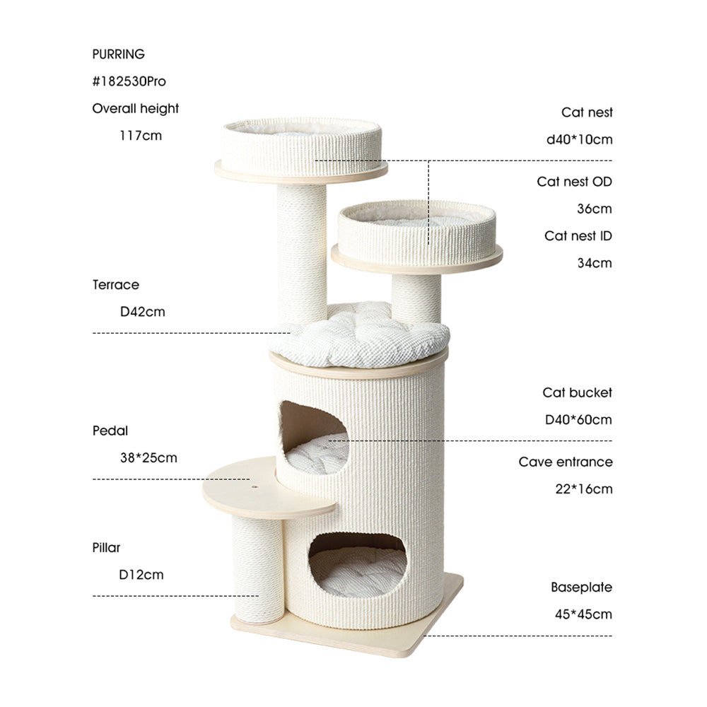 HONEYPOTCAT PURRING Multi-Level Sisal Barrel Cat Tower - PRO 117cm โ image 2