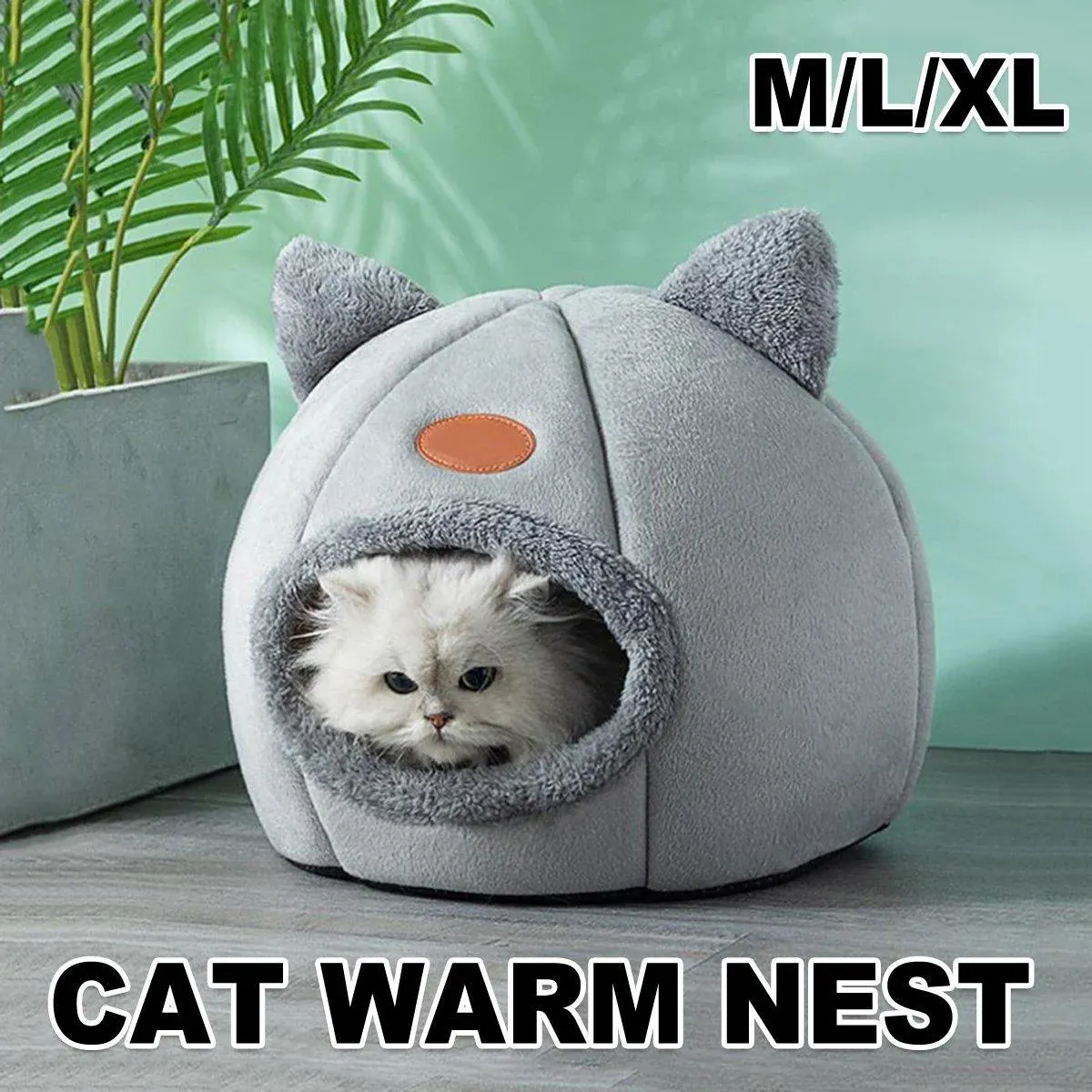 Cat Bed Winter Warm Enclosed Pet House Cozy Indoor Sleeping Nest for Cold Weather - XL — image 2