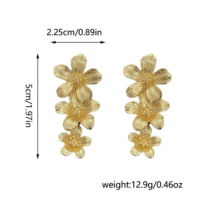 Sliver Textured Cascading Floral Statement Drop Earrings for Women โ image 4
