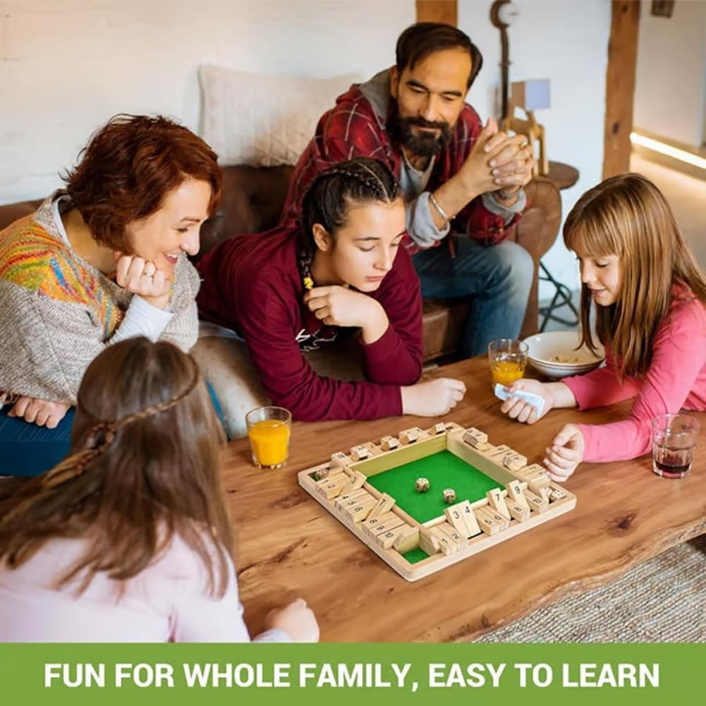 Shut The Box-Wooden Dice Board Game, Funny Family Shut The Box Game 2-4 Player, Board Games Gift for Family and Friends, Educational Table Math Games for ā image 4