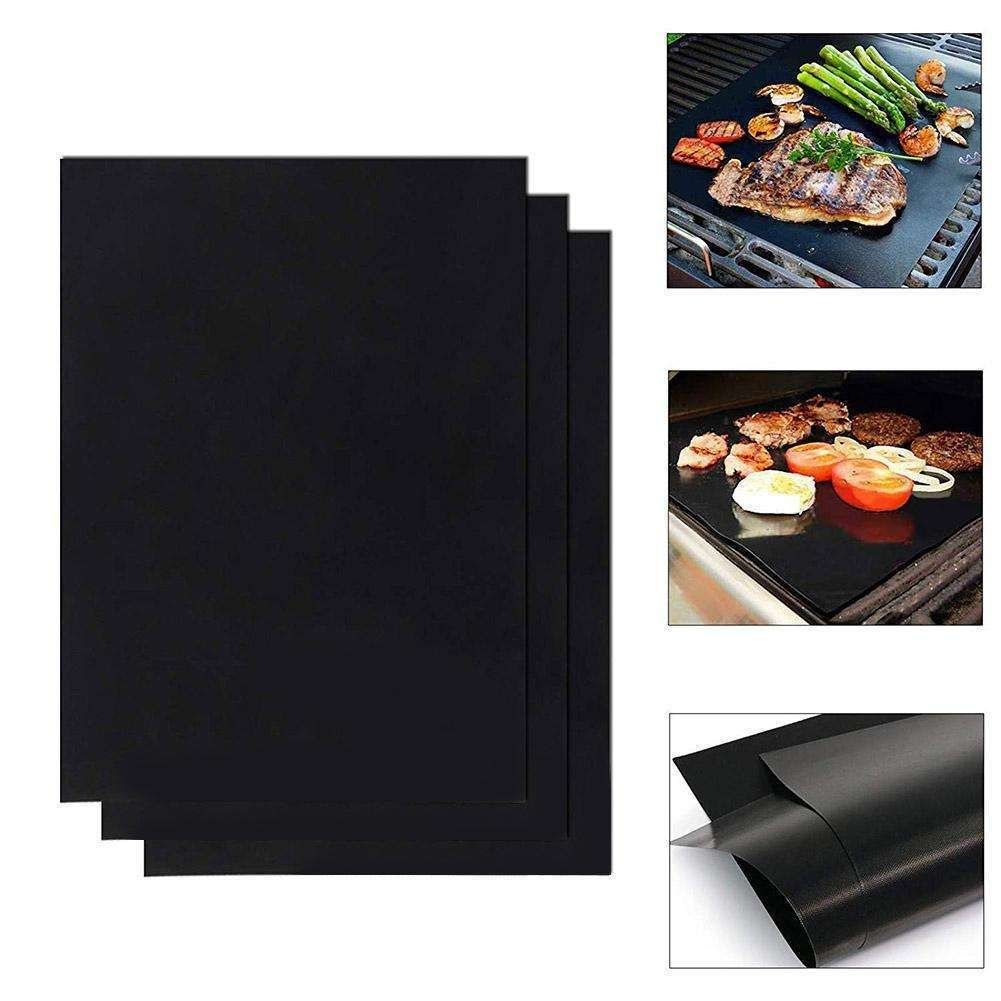 3pcs Non Stick Grill Mat Oven Baking Mat, 40x33cm, Black