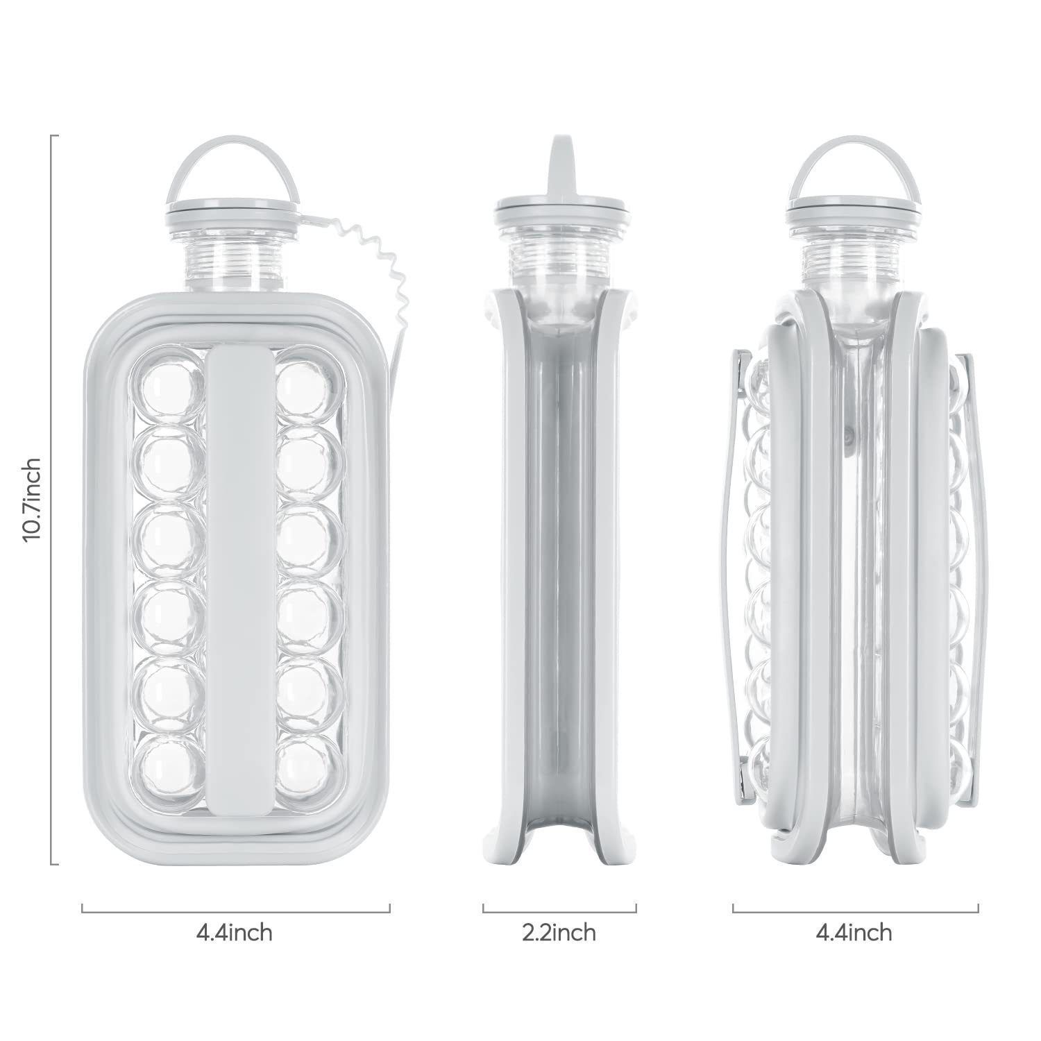 Ice Trays 2 in 1 Portable Ice Ball Maker Kettle With Molds For Hockey,Cocktail,Coffee,Whiskey,Champagne,Beer,Juice,(White) โ image 2