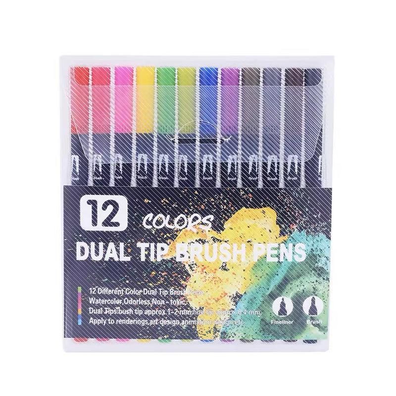 12-120 Watercolor Brush Pen Set Artist Sketch Marker - Black-12 Colours