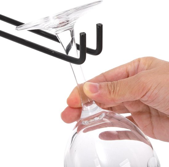 Hanging Wine Glass Rack - Set of Six - Inverted Wine Glass Holder - Organizer and Storage Rack for Mugs and Glassware - For Kitchen and Home Use โ image 2