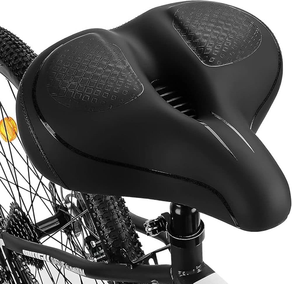 Comfortable unisex bicycle saddle with shock absorbers, breathable waterproof ergonomic design, Black