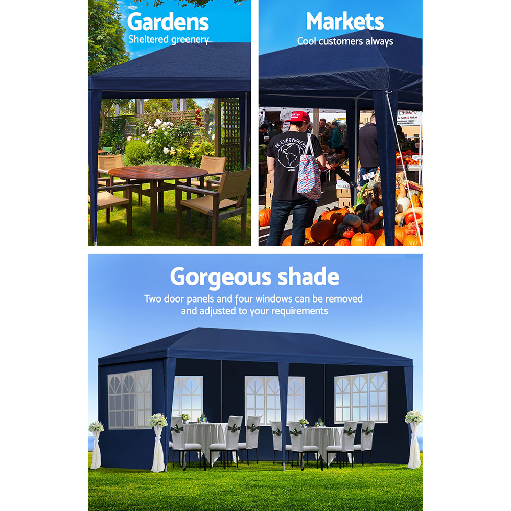 Instahut Gazebo 3x6m Marquee Wedding Party Tent Outdoor Camping Side Wall Canopy 6 Panel Blue — image 4