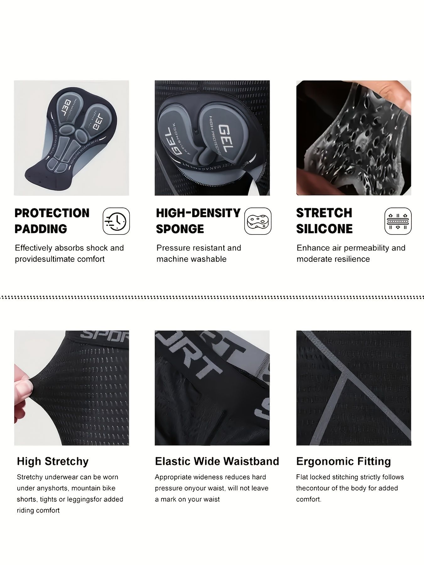 M size men's 5d mesh cycling shorts casual elastic breathable letters elastic waist shorts summer outdoor cycling mountain bike โ image 3