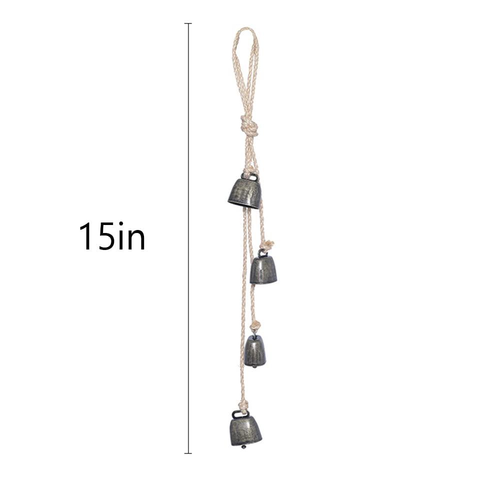 3pc Iron Wrought Bell Chime Handmade Brass Finish Wall Hanging Rope Bell — image 5