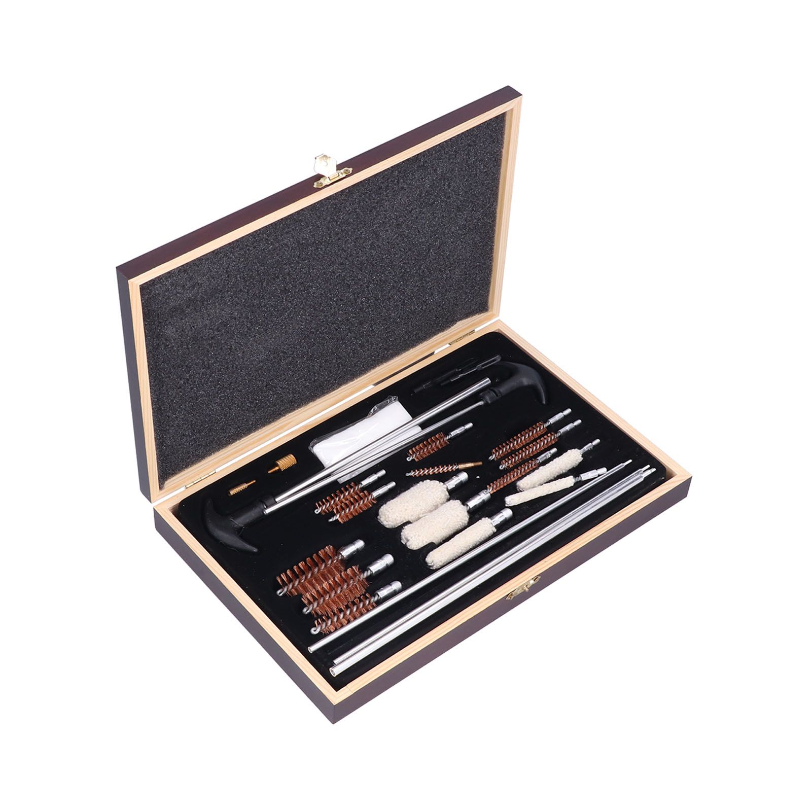 Gun Cleaning Kits Prevent Scratches Easily Storage Electrical Maintenance Cleaning Brush for AutomobileGK06 Aluminum Rod Wooden Box Set 24 Woolly โ image 3