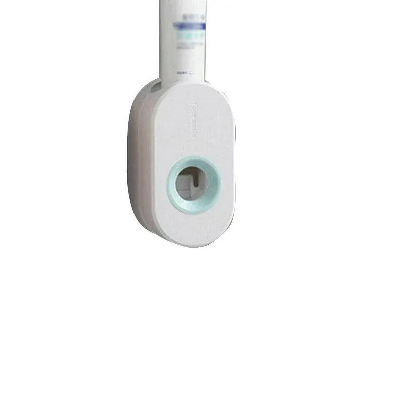 Automatic Toothpaste Dispenser Bathroom Wall-Mounted Rack Toothbrush Holder - White