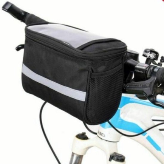 Bicycle handlebar bag - Removable bicycle handlebar bag with smartphone holder - Insulated - Phone bicycle bag - Waterproof - Blue — image 3