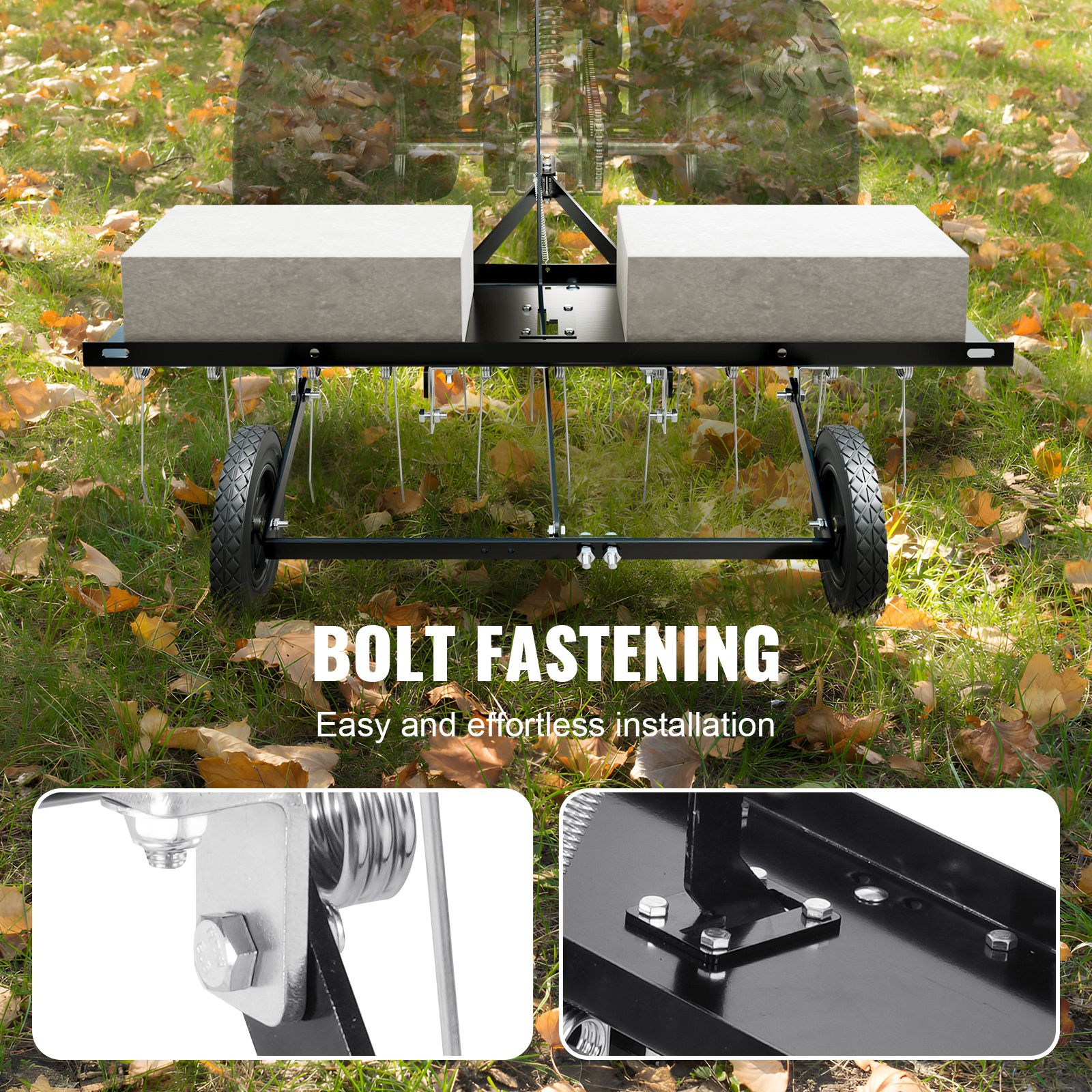 Tow Behind Dethatcher, 1015mm Tow Dethatcher with 20 Spring Steel Tines, Lawn Dethatcher Rake for ATV or Mower, Tow Behind Lawn Rake with Lift Handle for — image 5