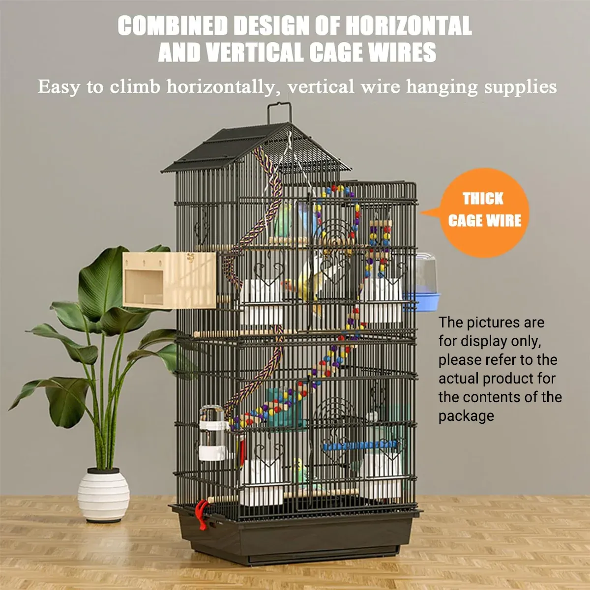 Parrot Cage Large Size Bird Cage Luxury Villa Style Metal Aviary for Pet Indoor — image 6