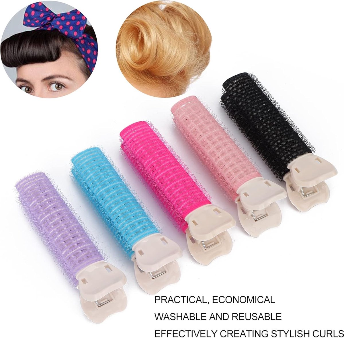 Volume Clips - 10 Pieces - Hair Clips - Hair Rollers - Heatless Curls - Curls Without Heat - Adhesive Rollers - Fixing Clip - Rollers - Curlers - Self-Adhesive — image 3