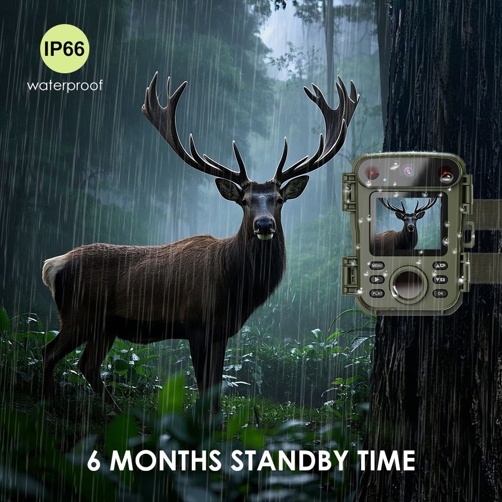 32MP 1080P Infrared Night Vision Scouting Camera, IP66 Waterproof Outdoor Wildlife Sensor Camera with 2" Color Screen & 20m PIR Range for Home Farm Security โ image 6