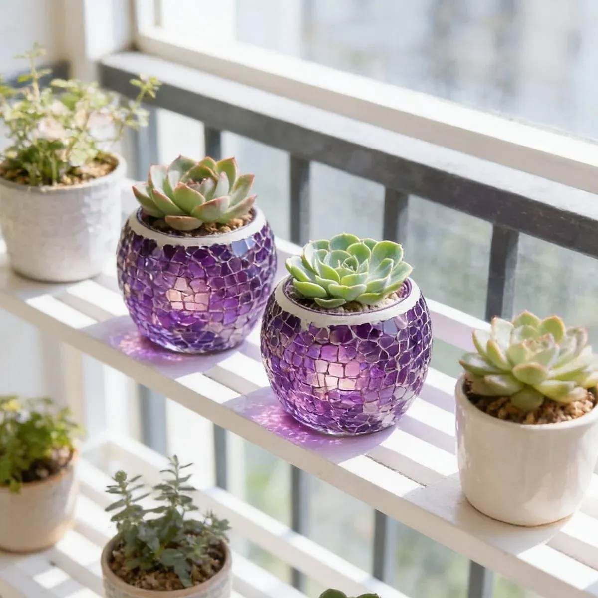 2Pcs Fashion European Glass Mosaic Candle Cups Decorative Tabletop Home Decor - Green — image 5