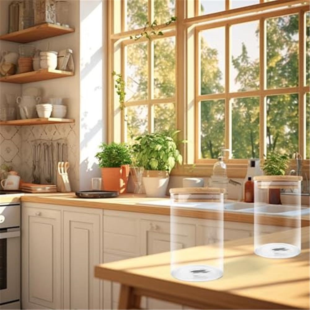 2 PCS Small Glass Storage Jars with Airtight Lids,650ml Cute Clear Storage container with Lid,Glass Pantry Canister for Beans, Rice,Sugar,Cookie Coffee โ image 4