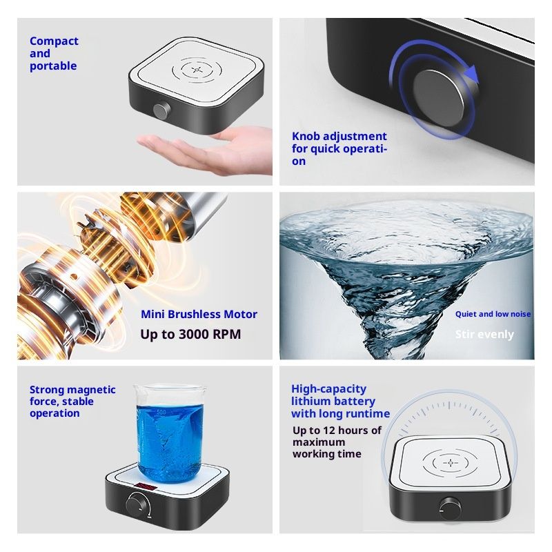 Magnetic Stirrer 3000rpm, Magnetic stir Plate with Stir Bar, Mini Magnetic Mixer Stirrer Max Stirring Capacity 5000mL, Lab Stirrers (No Heating) — image 2