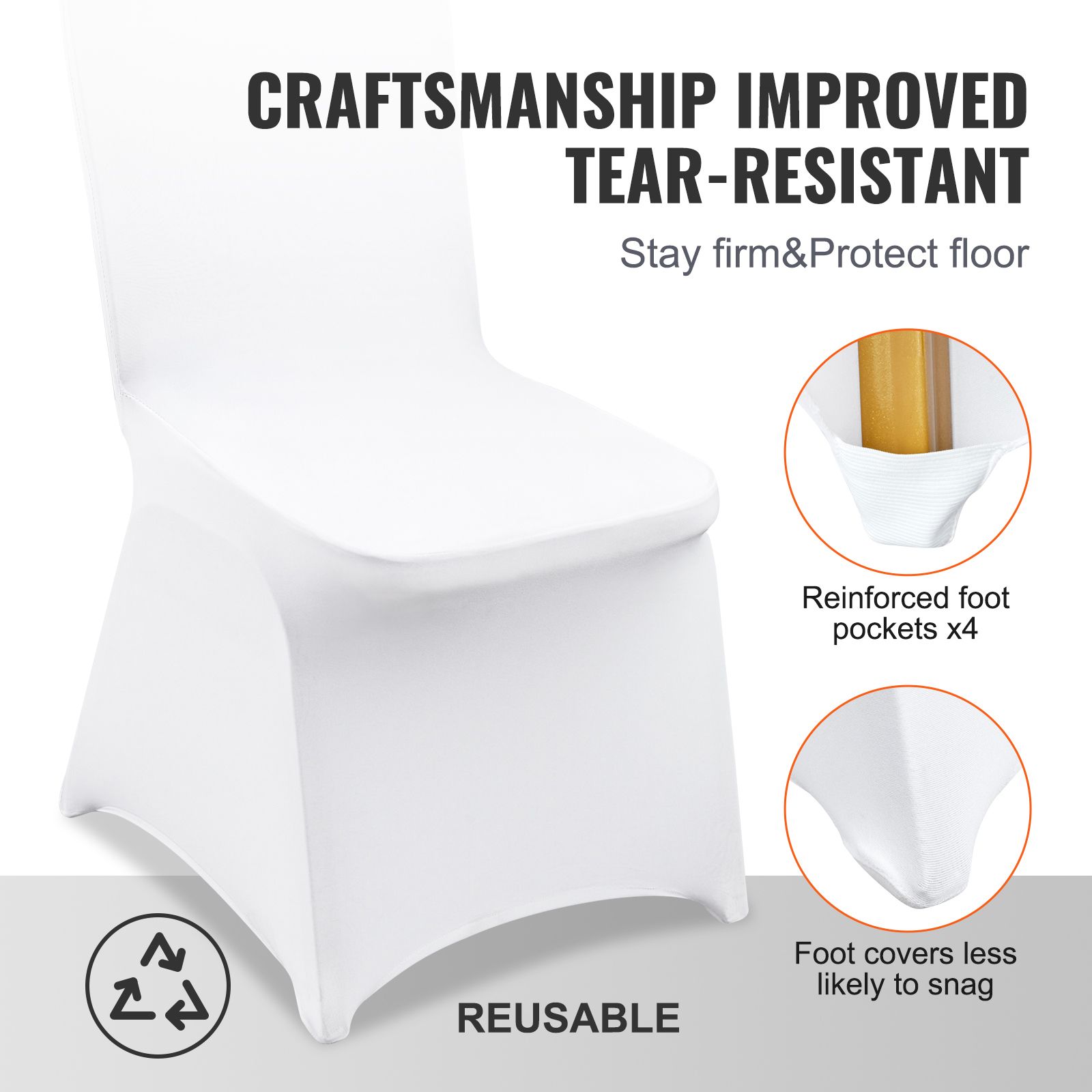 Stretch Spandex Folding Chair Covers, Universal Fitted Chair Cover, Removable Washable Protective Slipcovers, for Wedding, Holiday, Banquet, Party — image 5