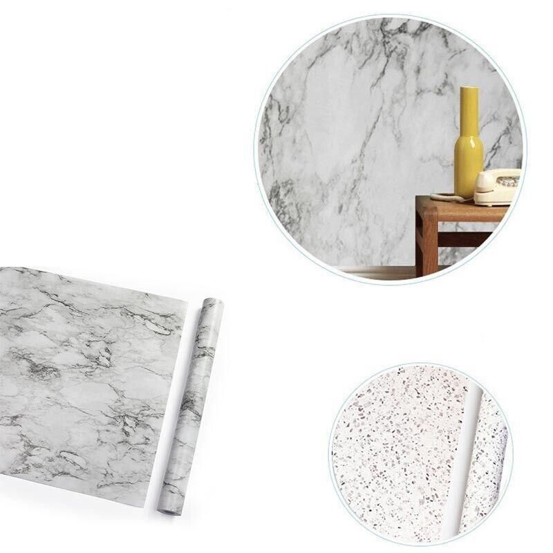 10M Marble Self-Adhesive PVC Wall Sticker Wallpaper Decor - White Marble-B — image 4