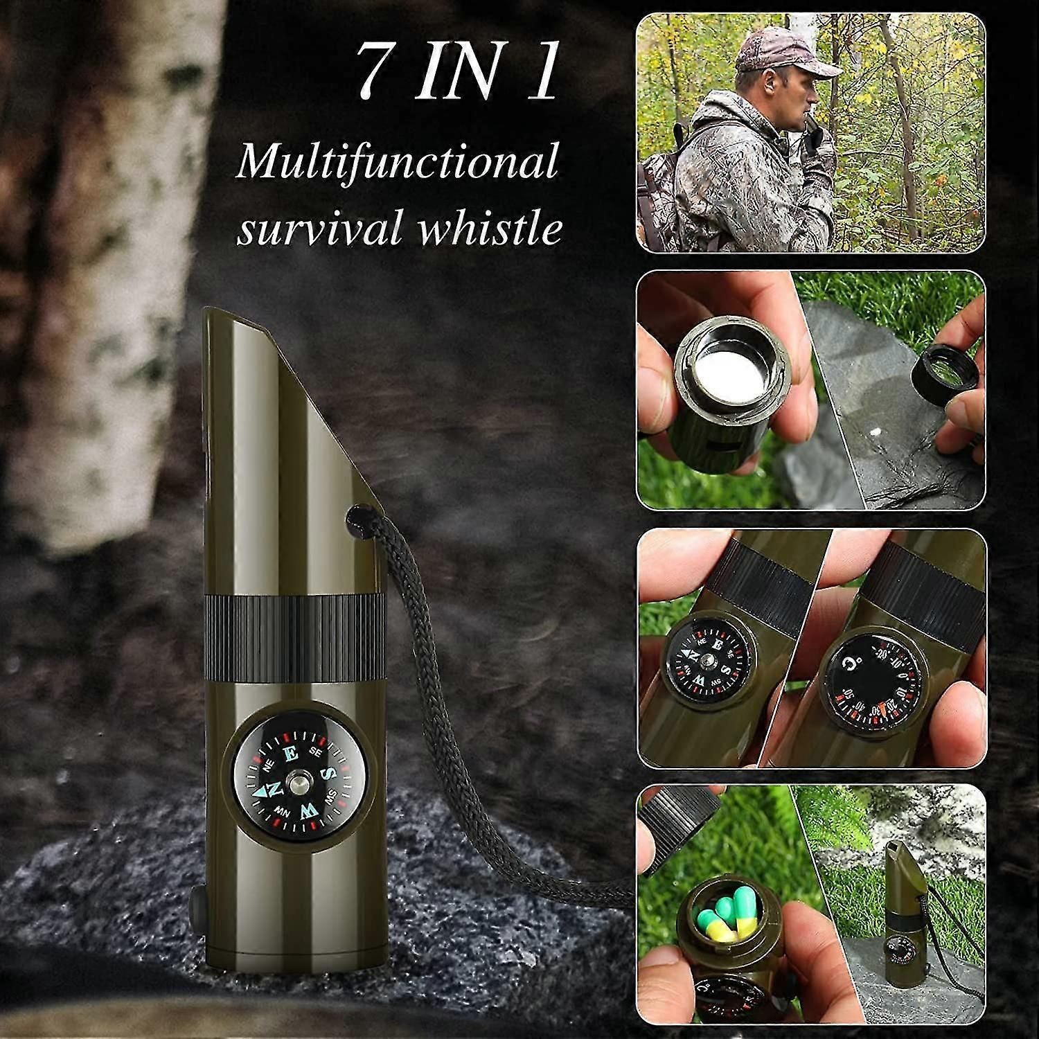 Camping Survival Kit with Lanyard Emergency Compass Safety Whistle Emergency Whistle Kid Survival Kit Outdoor Multi Function Tool for Camping Hiking โ image 4