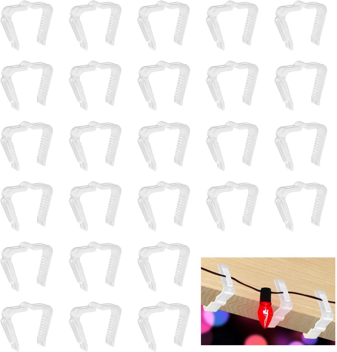 30 pieces - Christmas lighting clips - Light clips - Plastic clips - Lighting hooks - Party lighting clamps - festive string lights clips - hooks - for party