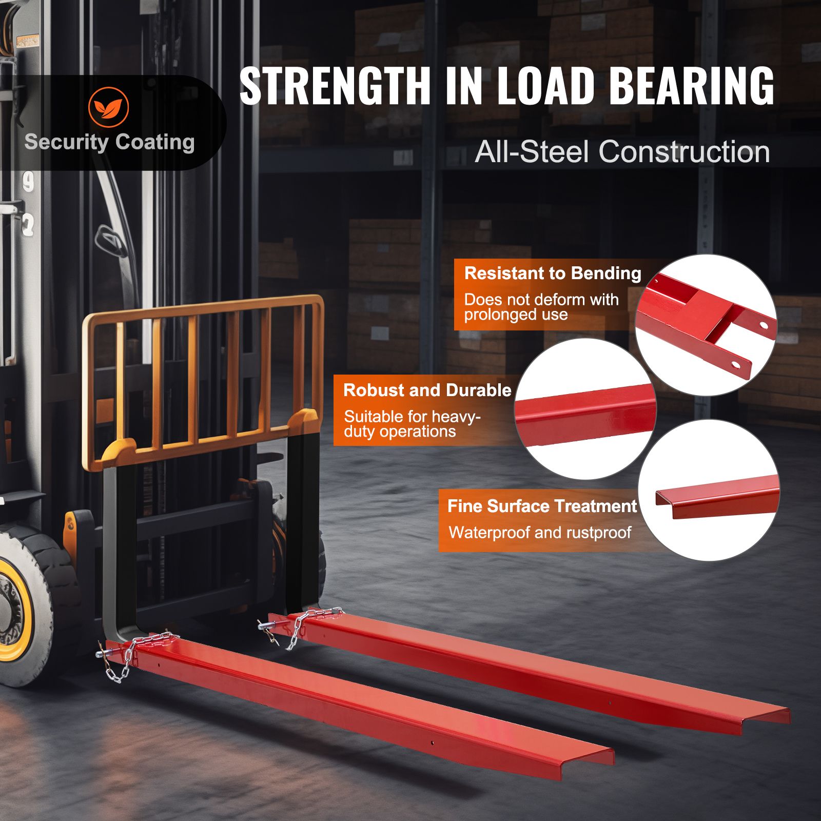 Pallet Fork Extensions, 2090 mm Length 115 mm Width, Heavy Duty Carbon Steel Fork Extensions for Forklifts, 1 Pair Forklift Extensions with Pins Forklift Fork โ image 3