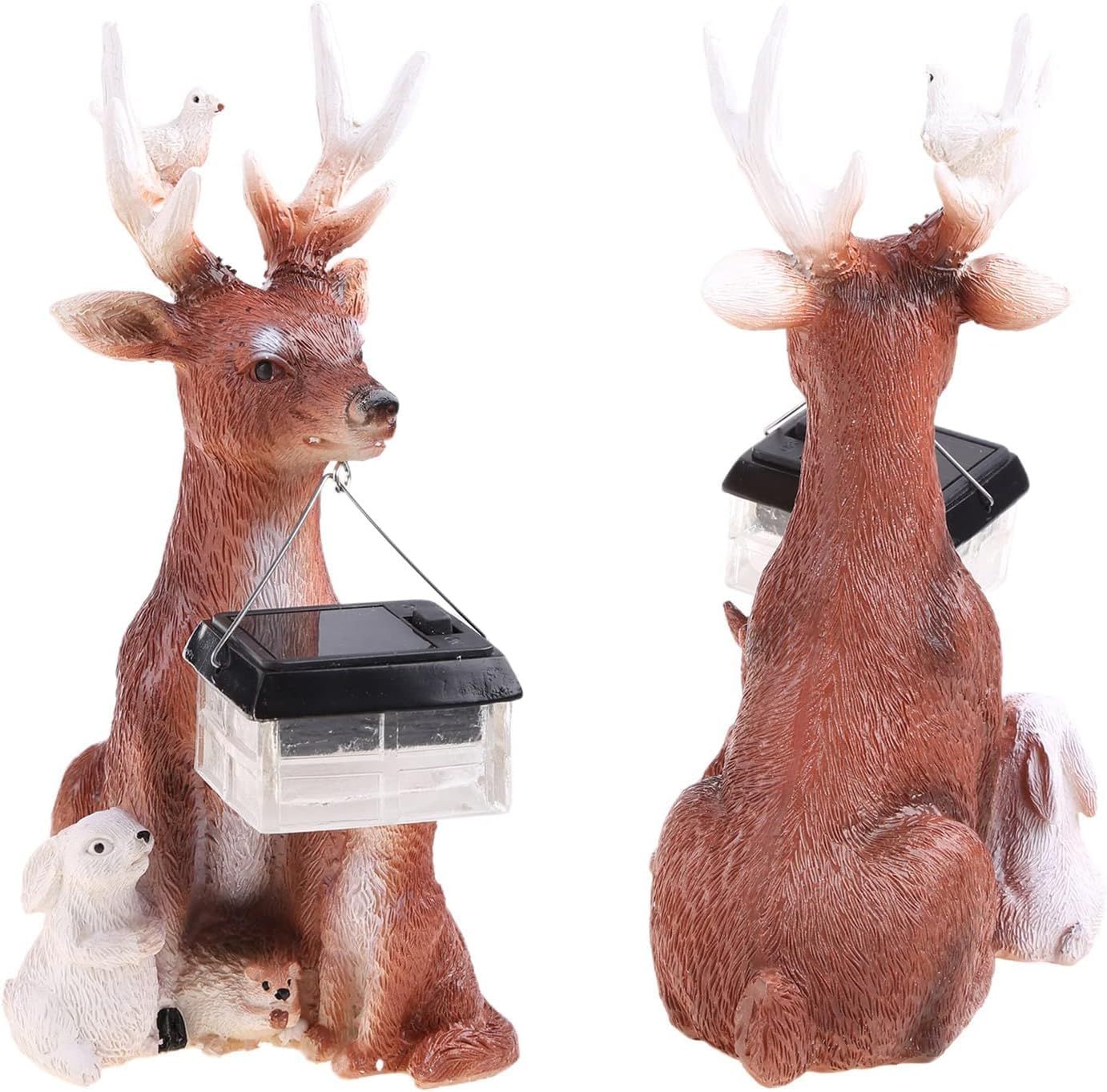 Deer Statue Solar Light Hand Painted Sculpture Animal Figures For Outdoor Decoration For Home Garden Courtyard Decor deer — image 4