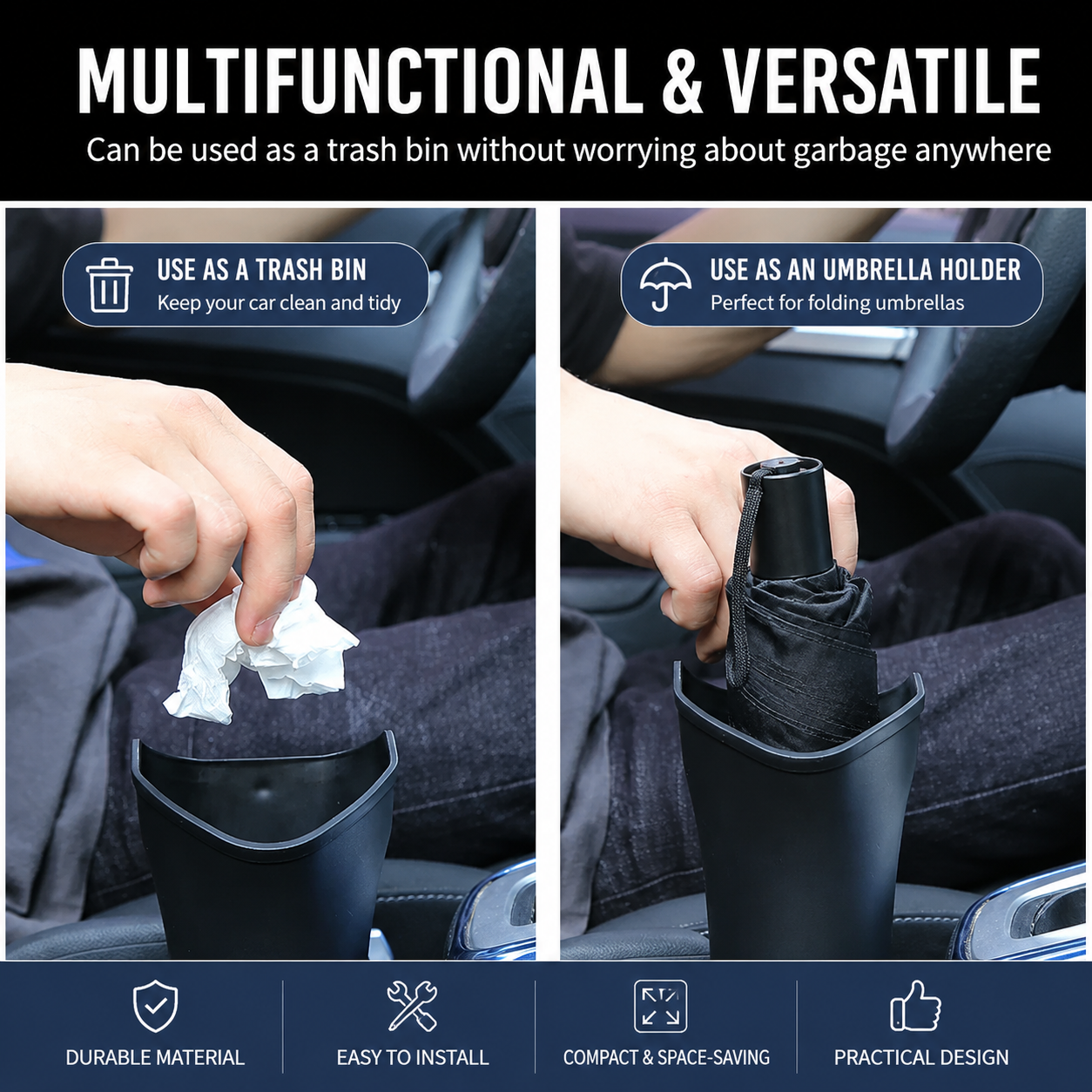2 pcs Car interior essentials set-Silvery Car Air Vent Aroma Diffuser & Black Hanging Storage Bin- hanging storage container that is convenient to use and โ image 3