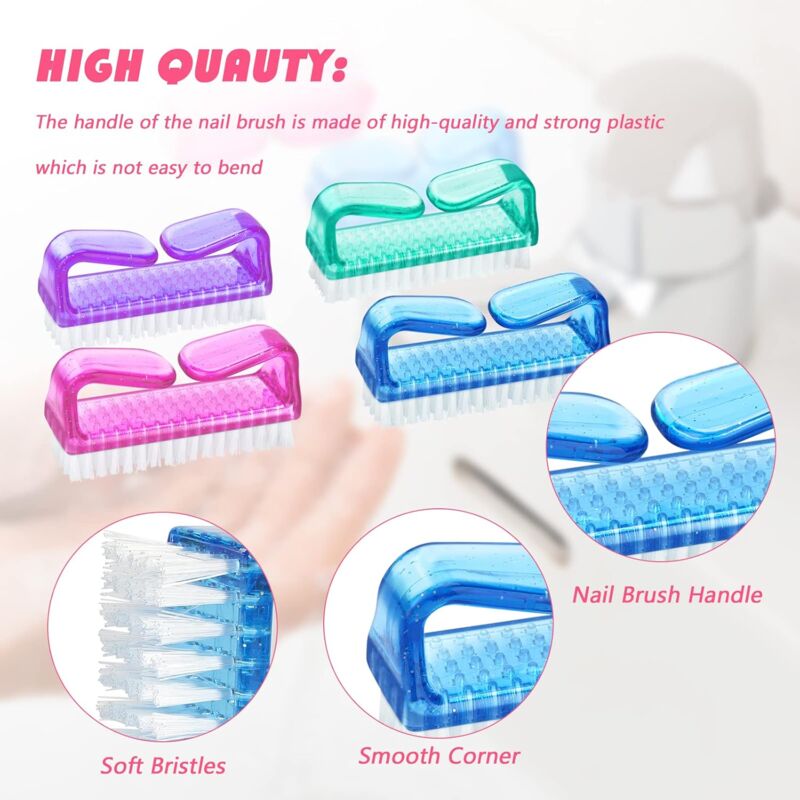 Handle Nail Brushes - 4 pcs Plastic Nail Cleaning Brushes - Scrub Brushes For Cleaning Nails — image 2