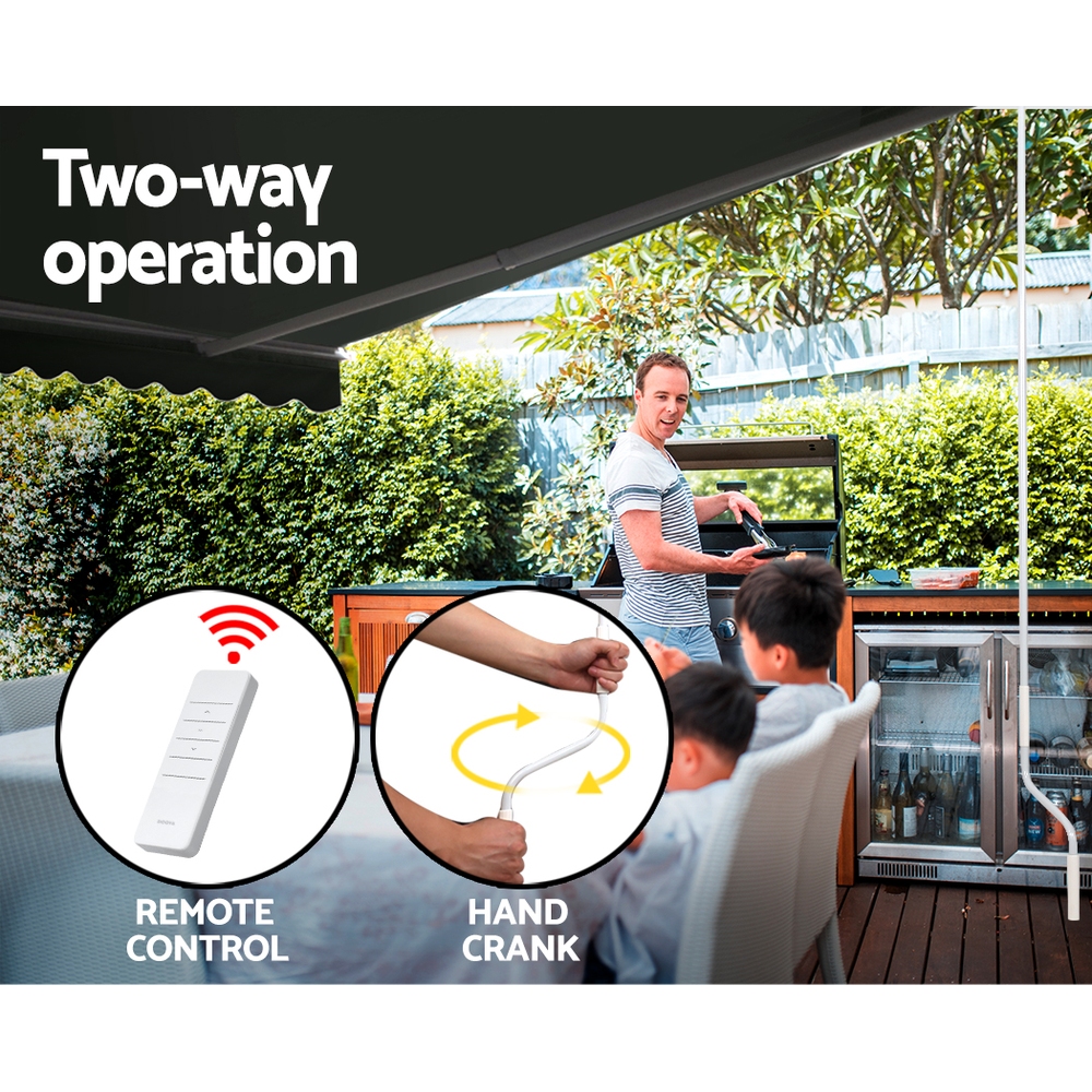 Instahut Retractable Folding Arm Awning Motorised Sunshade 5Mx3M Grey โ image 4