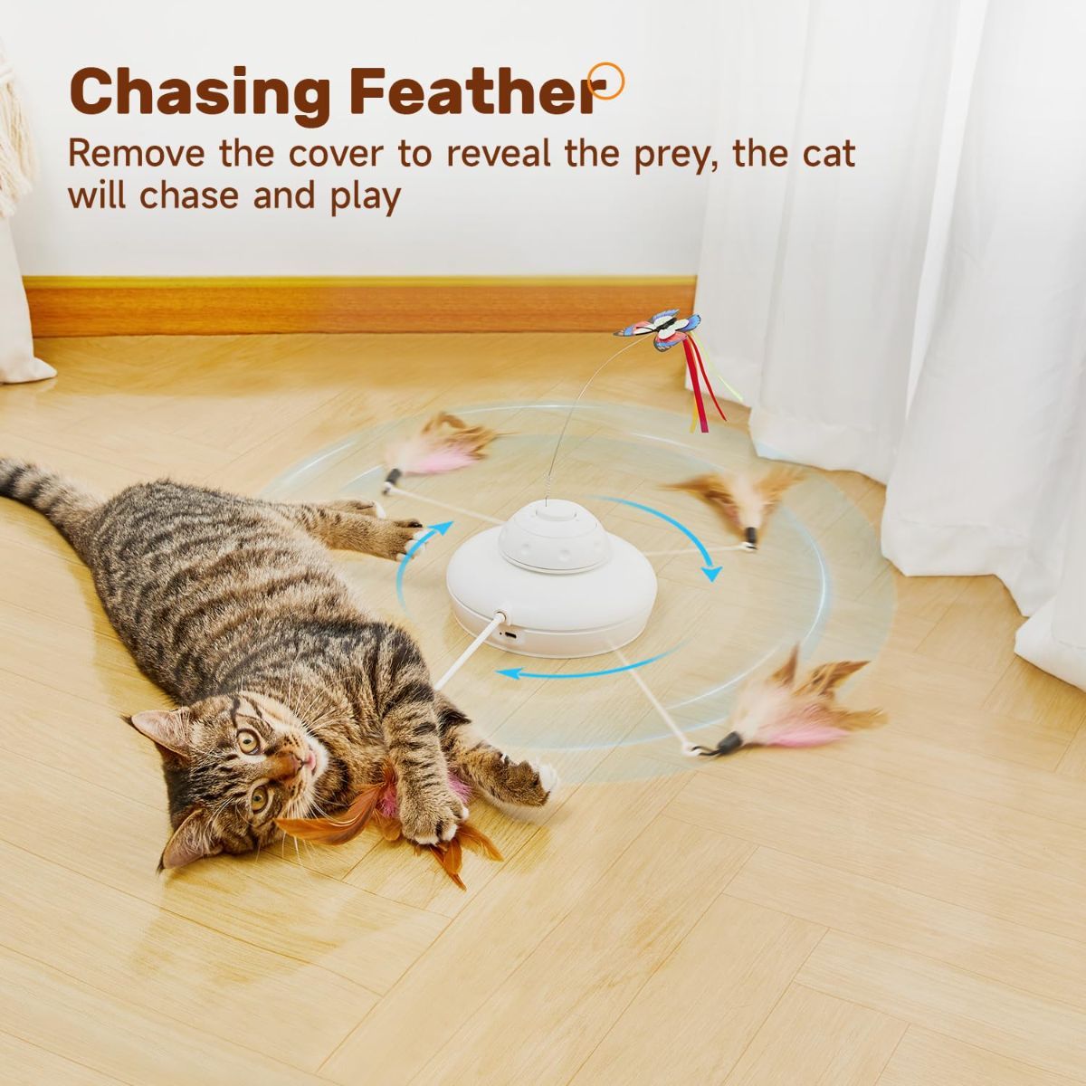 Cat Toy Interactive Spinning Cat Toy Butterfly Attachment Cat Toy Feather โ image 3