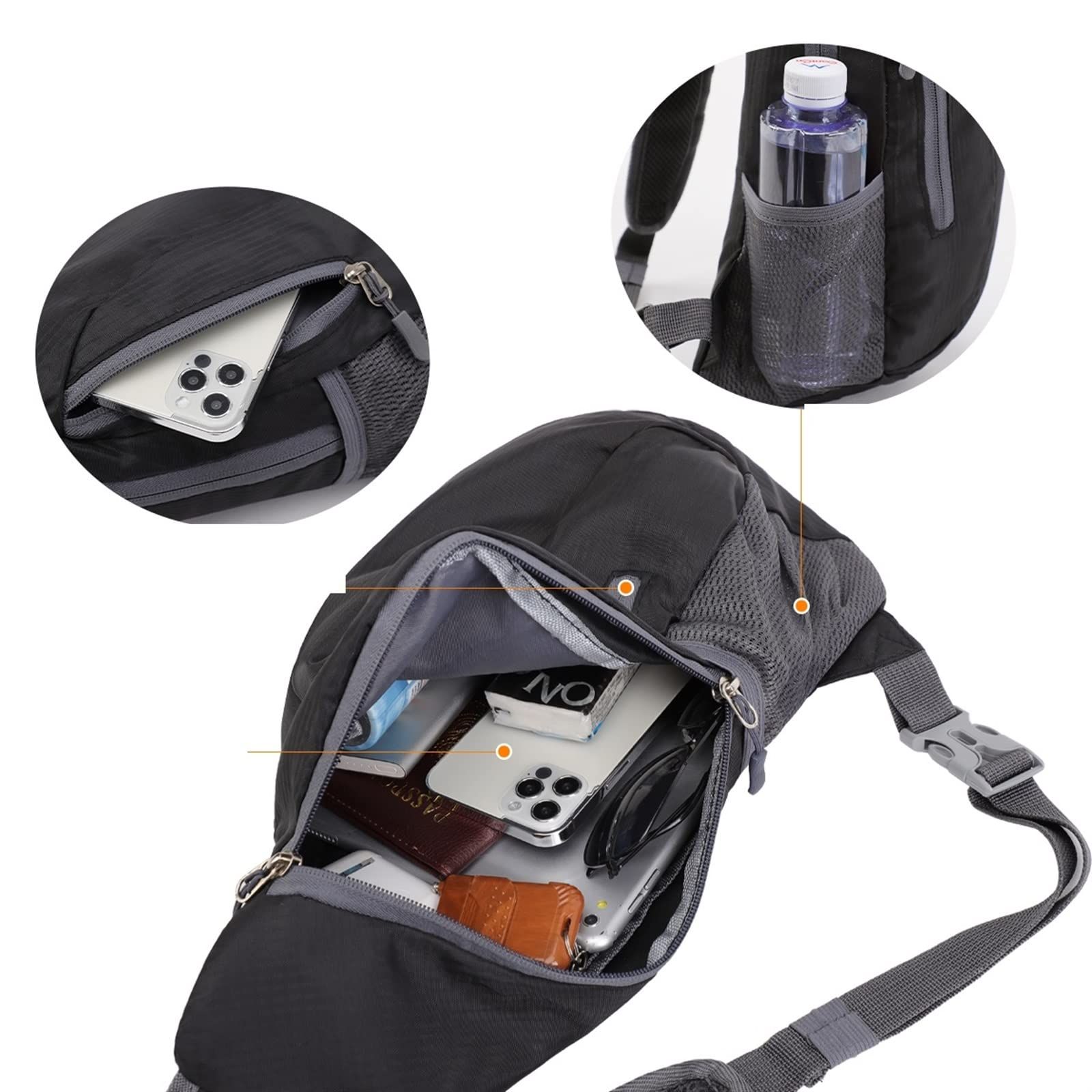 Crossbody bag, men's chest bag, waterproof travel sports crossbody bag, mountain climbing mobile phone bag โ image 5